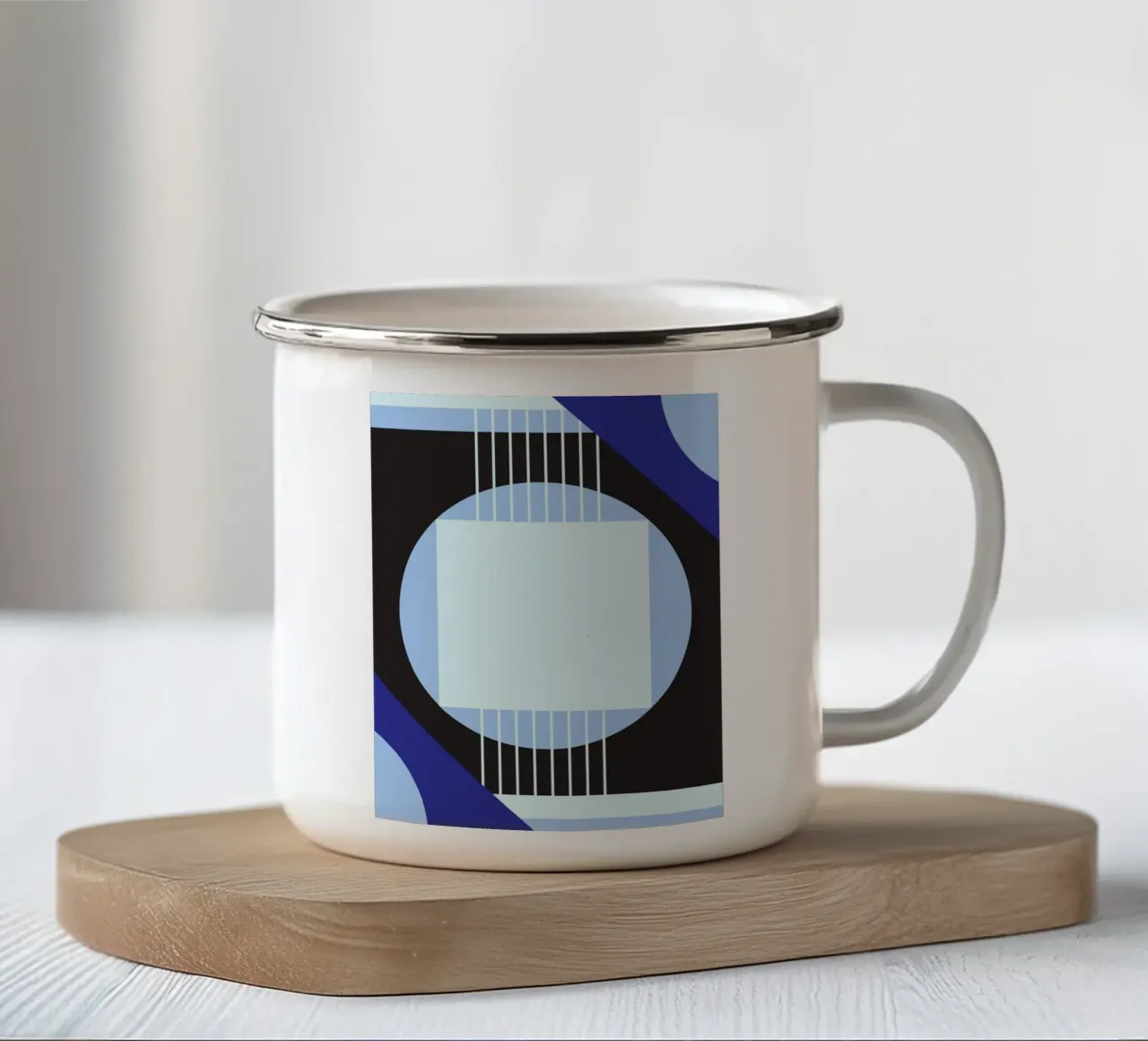 Geometria Bauhaus - Composizione astratta blu tazza in smalto da Studio Vibe