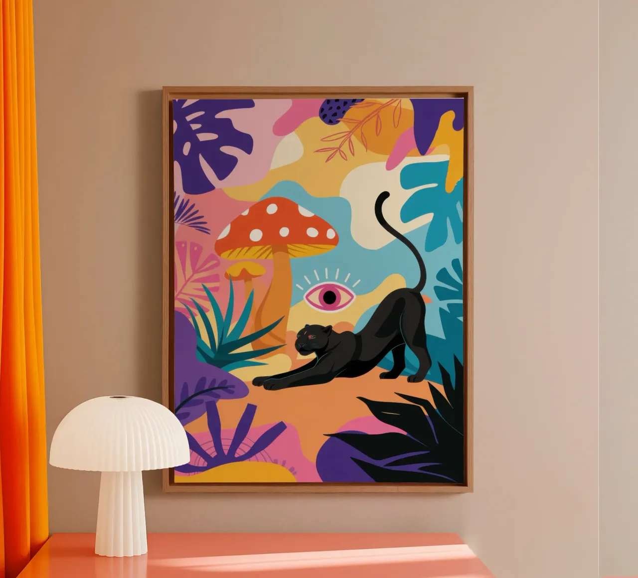 Panther Jungle Slumber tela con Cornice a cassetta da Mythy Brush