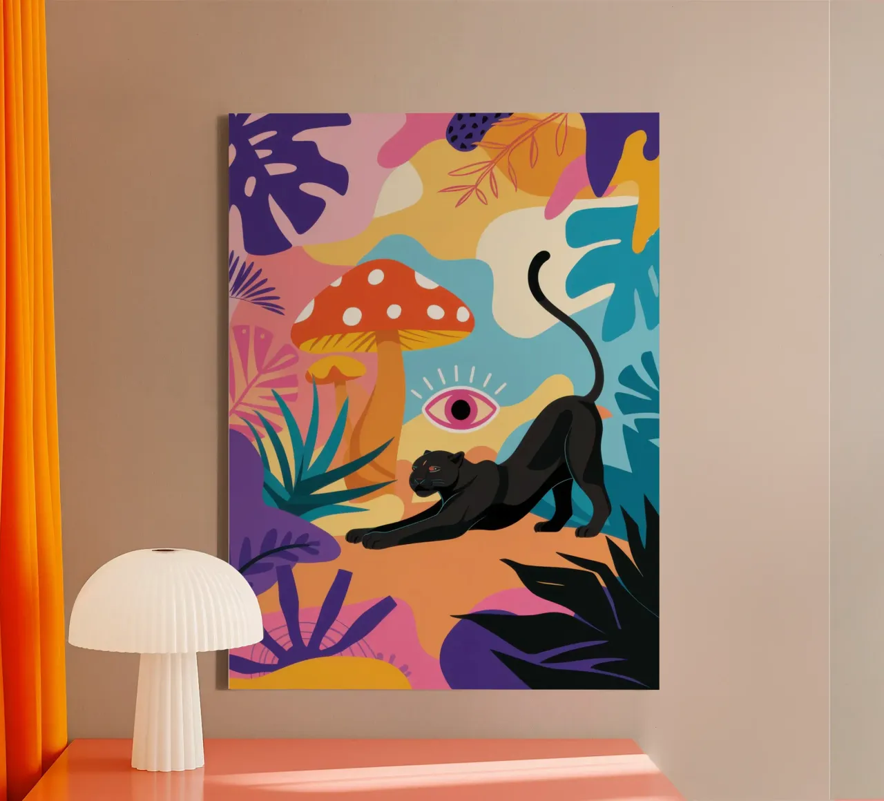 Panther Jungle Slumber tela con Cornice a cassetta da Mythy Brush