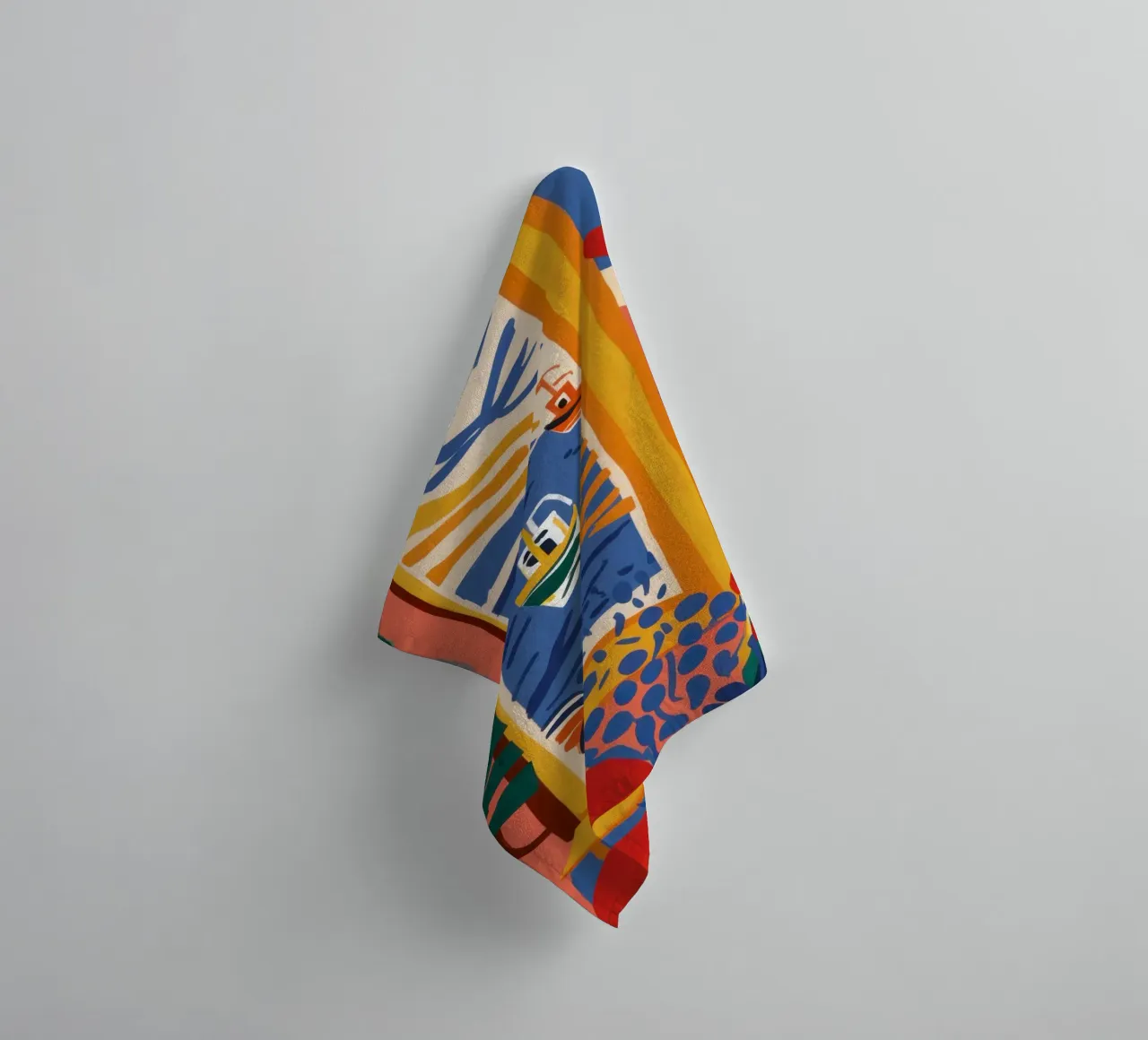 Vue de la fenêtre cubiste serviette de bain de Mythy Brush