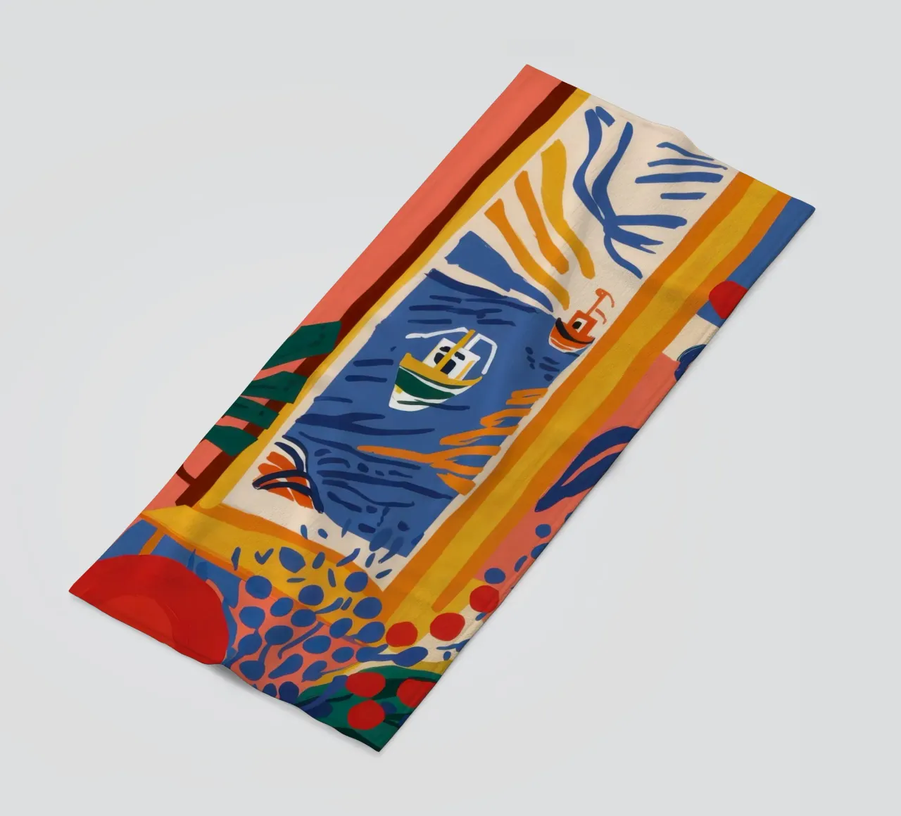 Cubist Window View beach towel by Mythy Brush