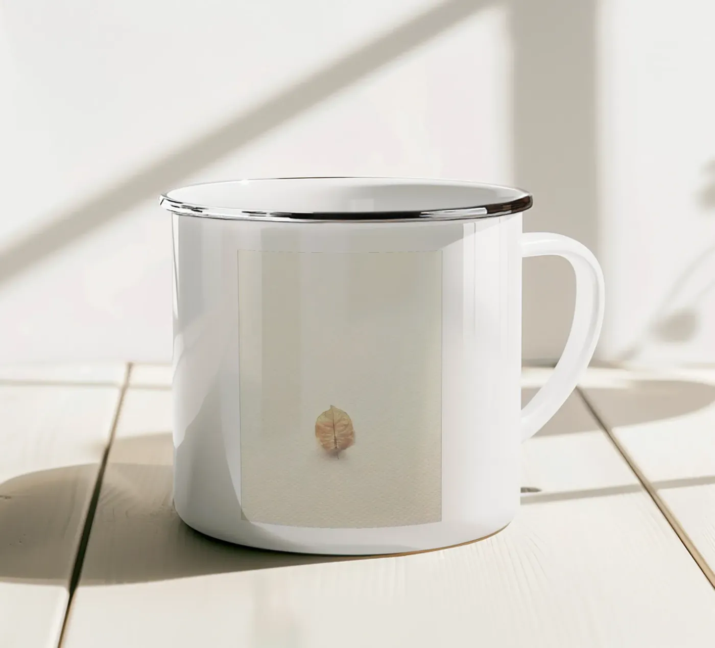 single leaf enamel mug by prindy