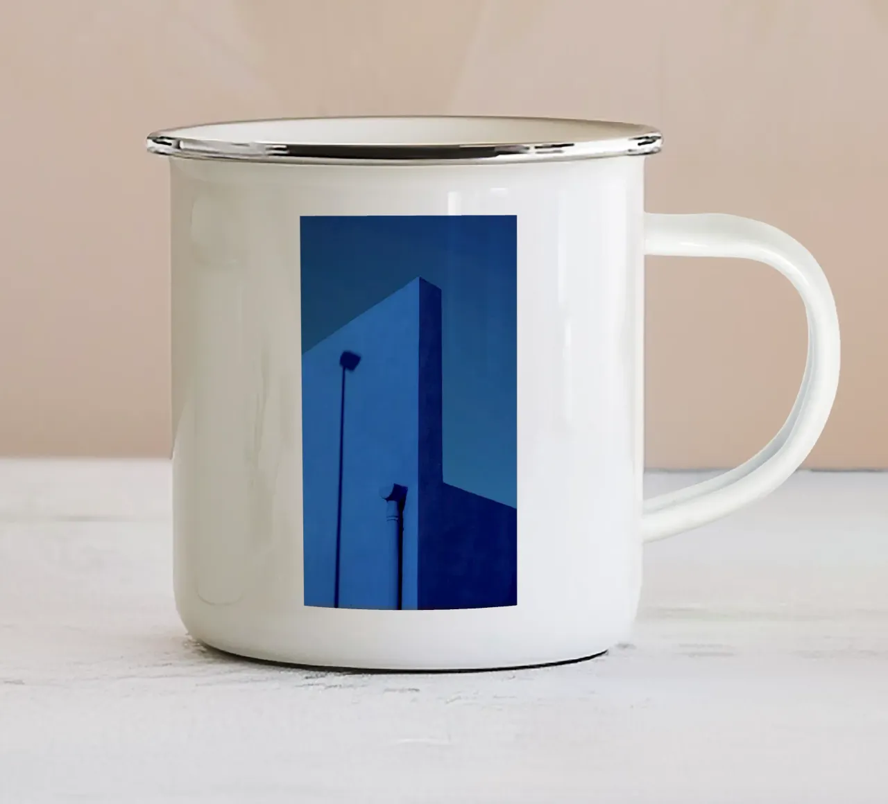 minimal blue wall tazza in smalto da prindy