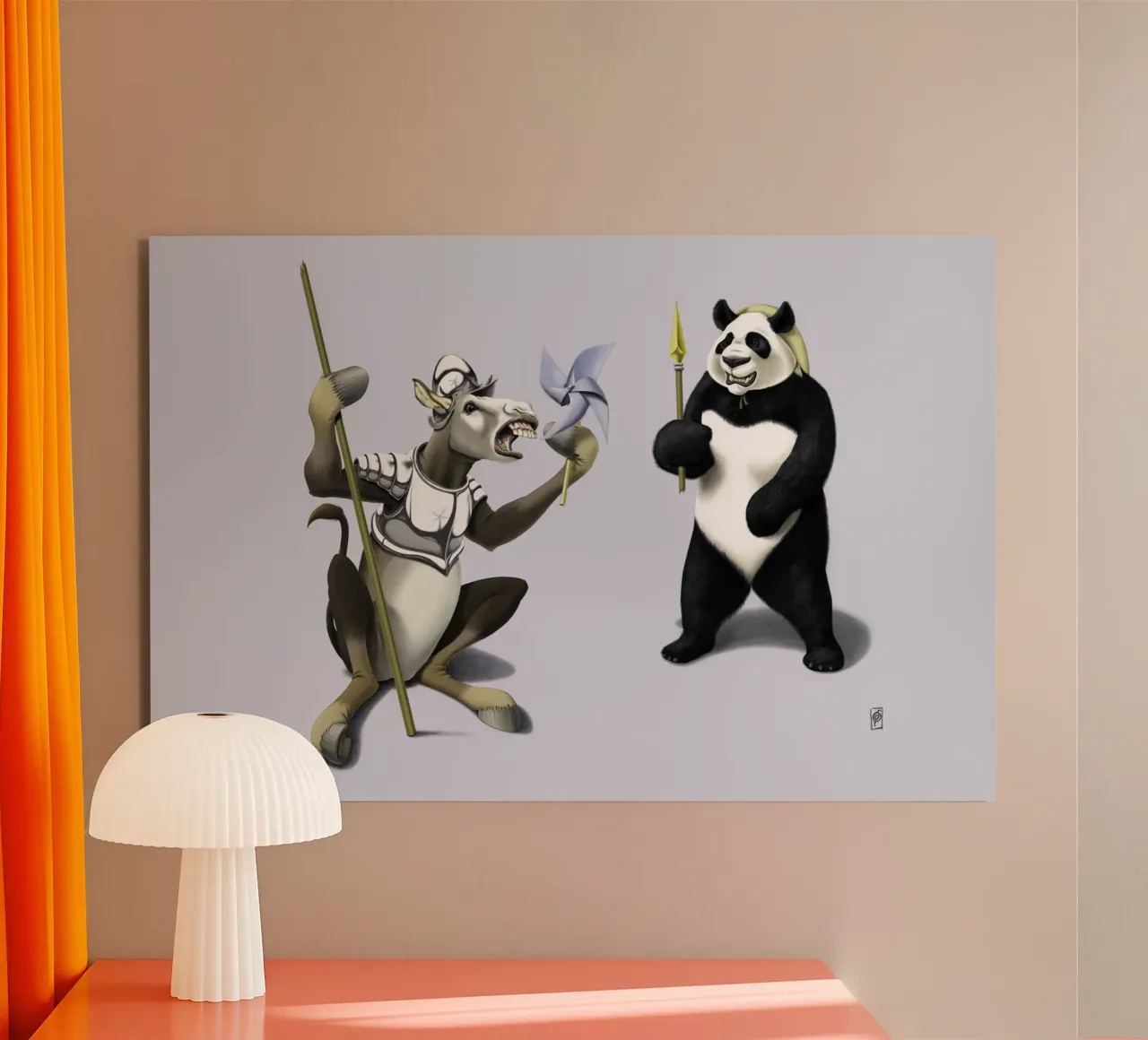 Donkey Xote Sancho Panda (Coloured) alluminio dibond da Rob Art | Illustration
