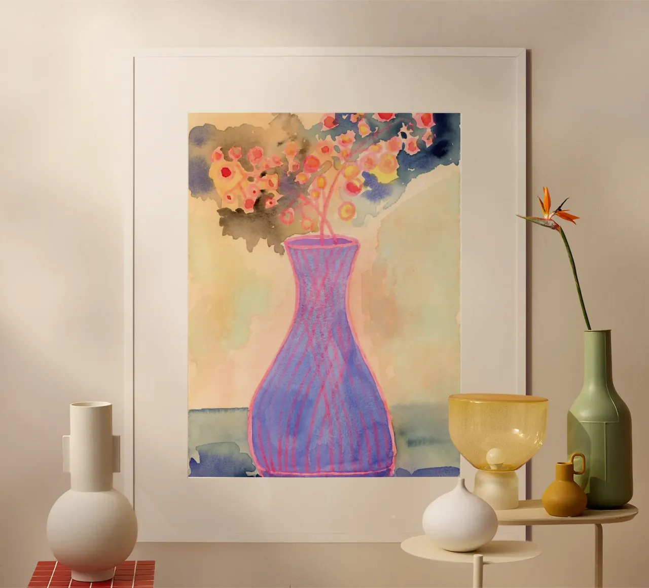Vaso in acquerello di luce atmosferica poster da Nica Colorie