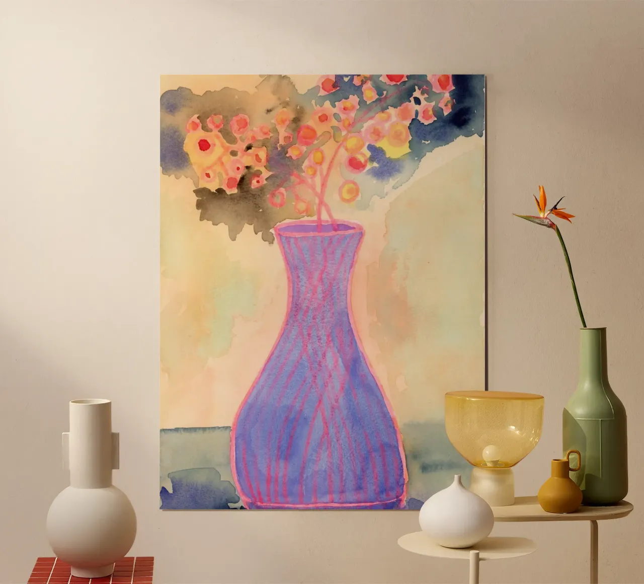 Vaso in acquerello di luce atmosferica poster da Nica Colorie