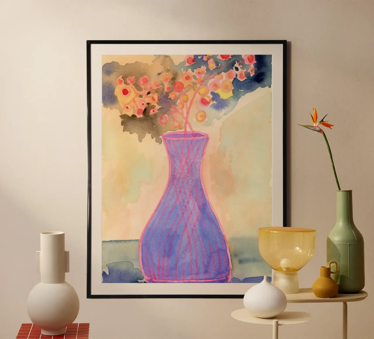 Vaso in acquerello di luce atmosferica poster da Nica Colorie