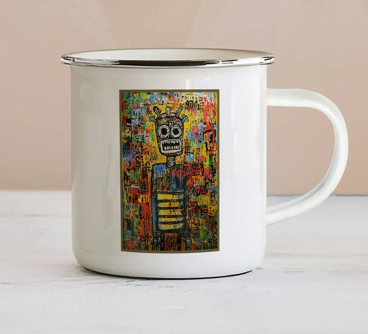 Pittura di figure di prima generazione tazza in smalto da VintageDesign