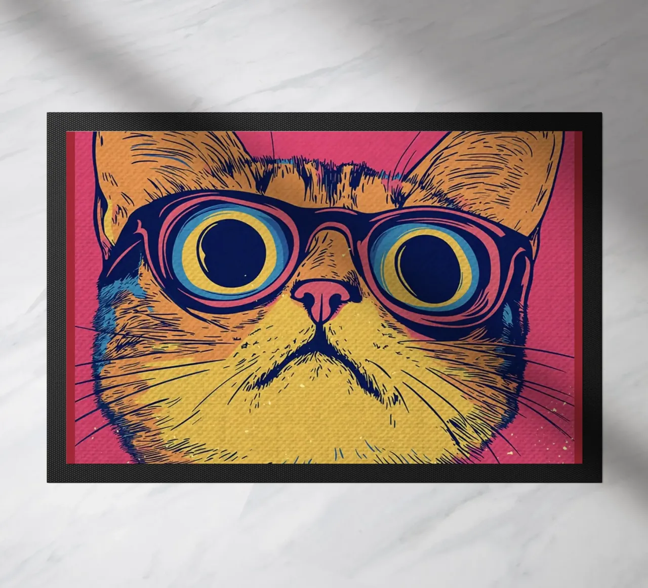 Gatto cool con occhiali in stile pop art zerbino da Food And Kitchen