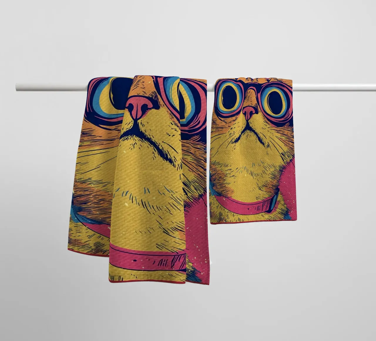 Gatto cool con occhiali in stile pop art asciugamano da bagno da Food And Kitchen