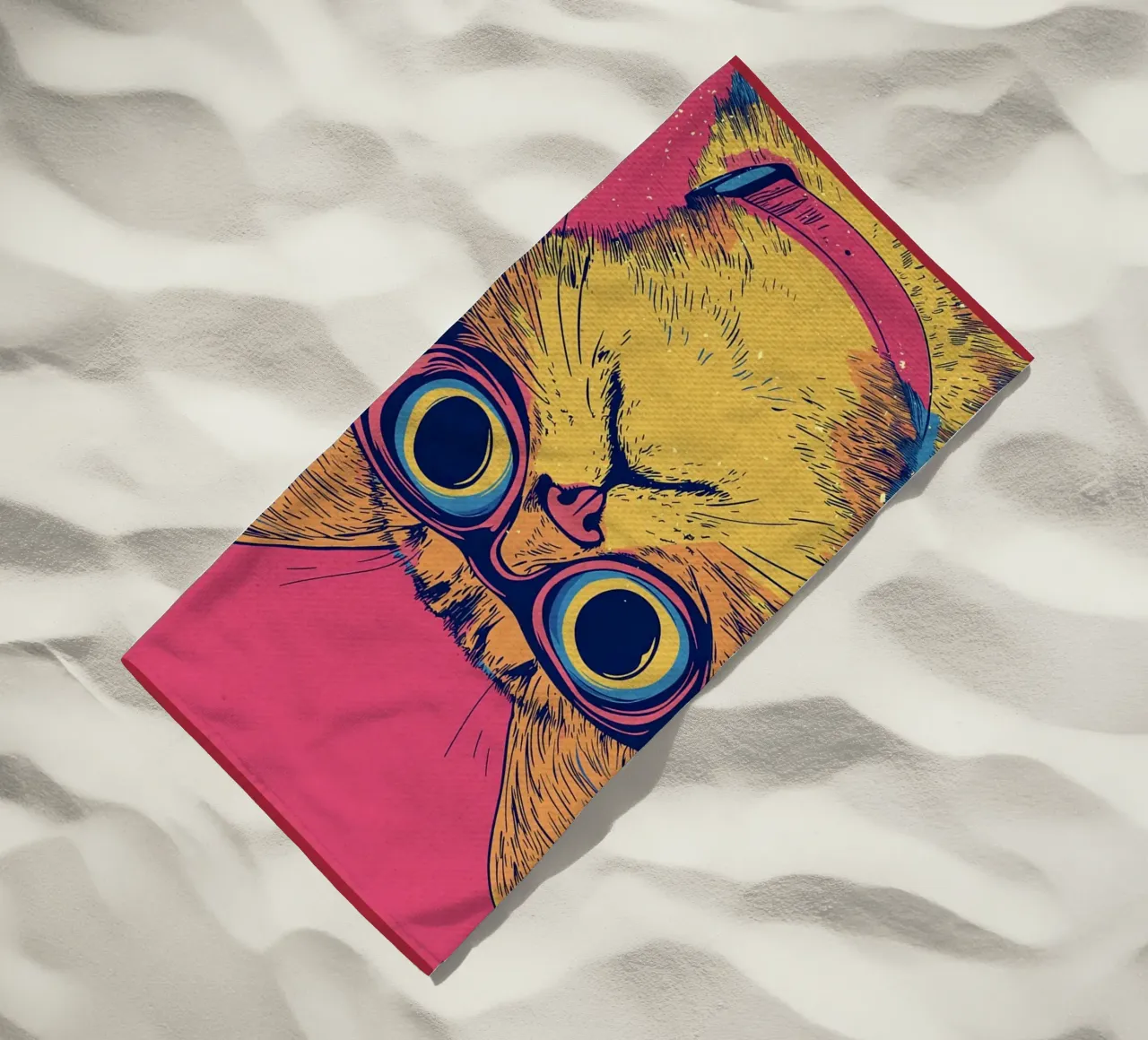 Gatto cool con occhiali in stile pop art telo mare da Food And Kitchen
