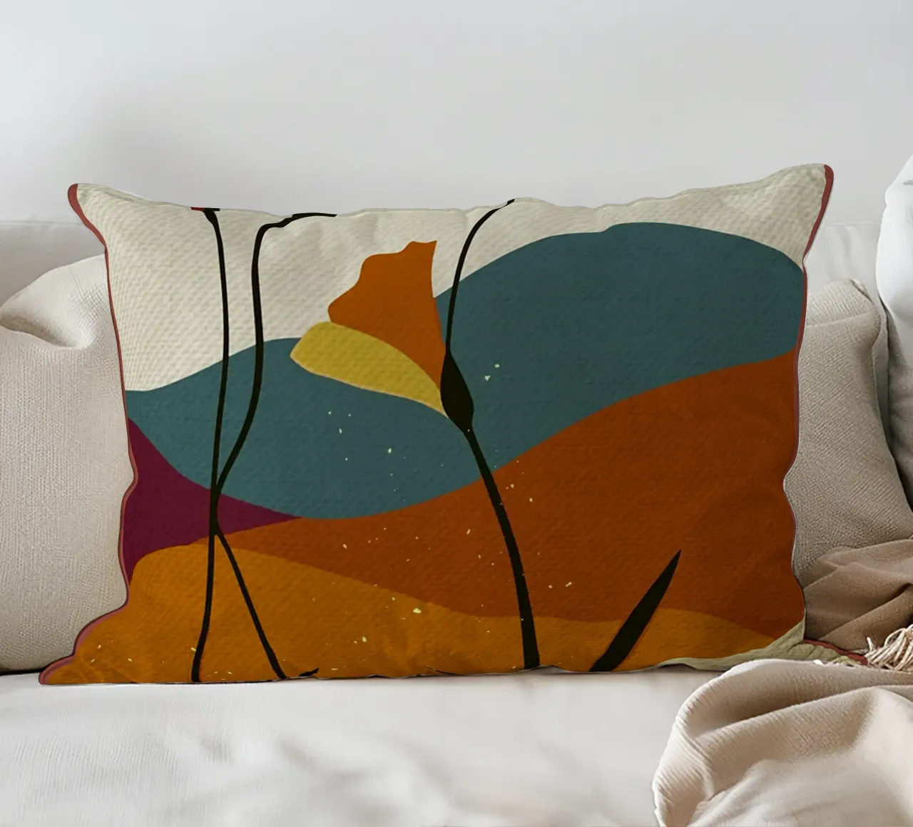 Paesaggio floreale astratto cuscino da Food And Kitchen