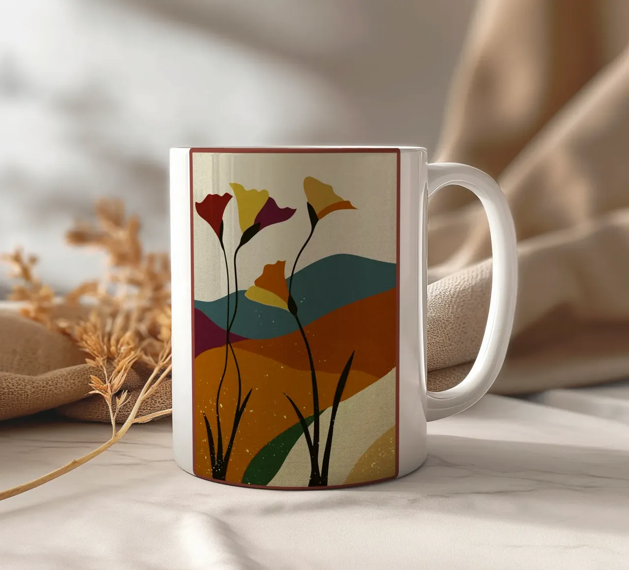 Paesaggio floreale astratto tazza in ceramica da Food And Kitchen