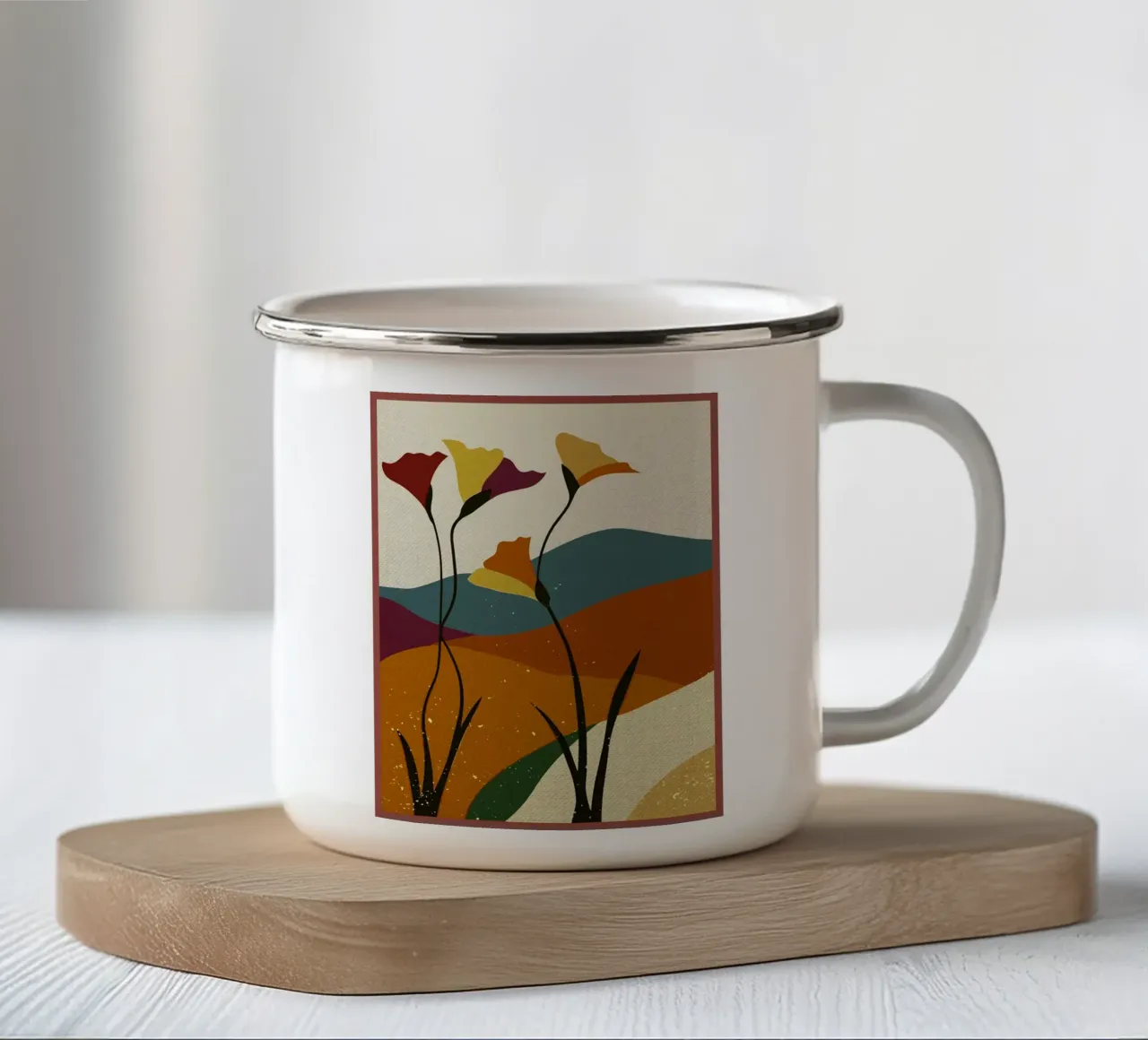 Paesaggio floreale astratto tazza in smalto da Food And Kitchen