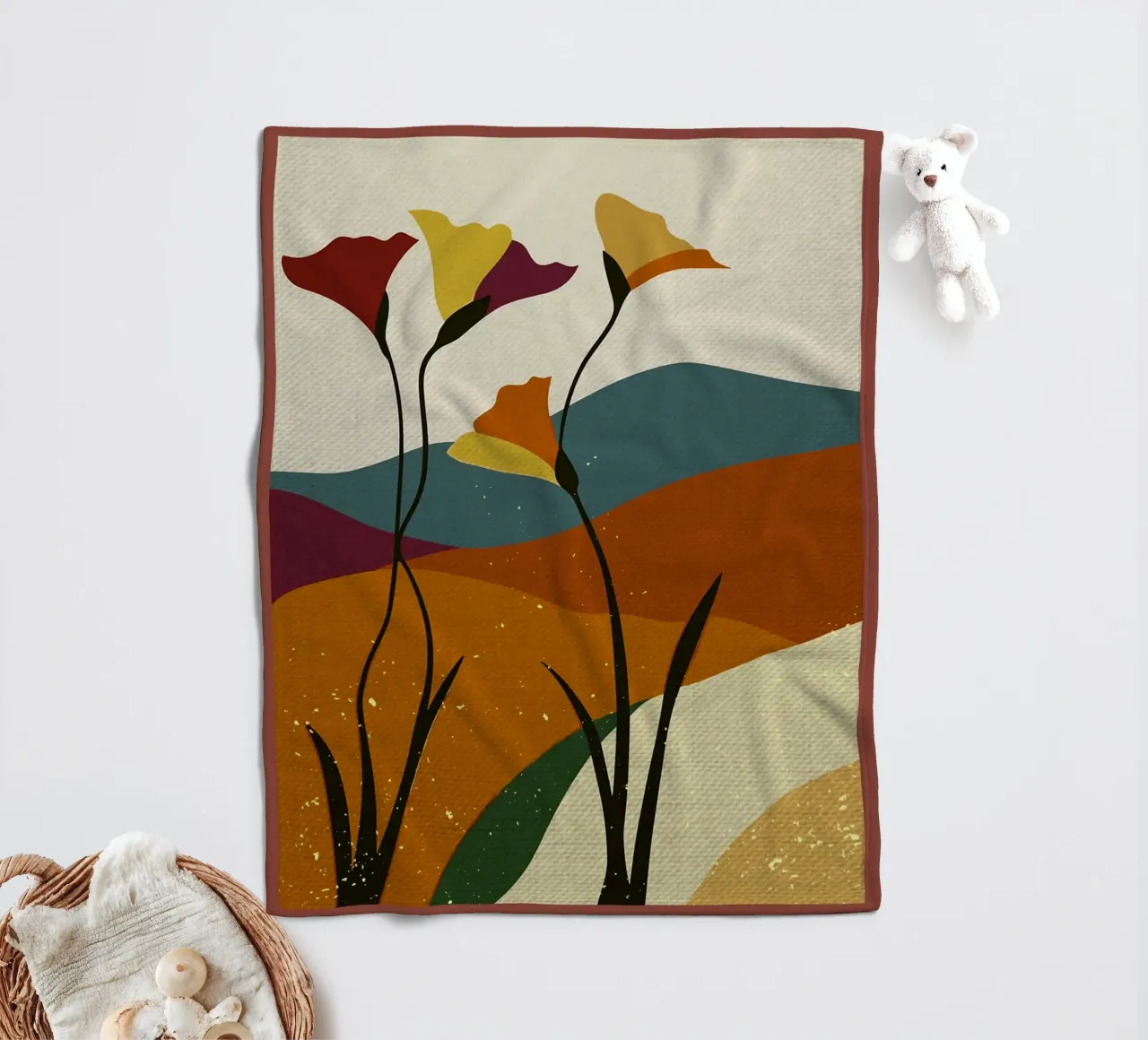 Paesaggio floreale astratto coperta in pile da Food And Kitchen