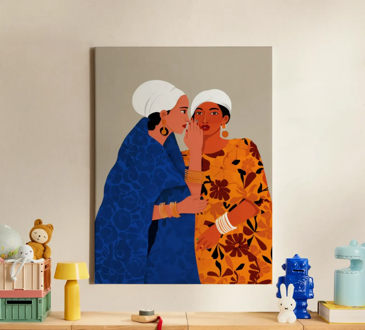 Tedere omhelzing van generaties canvas met Baklijst van Monuments Fire