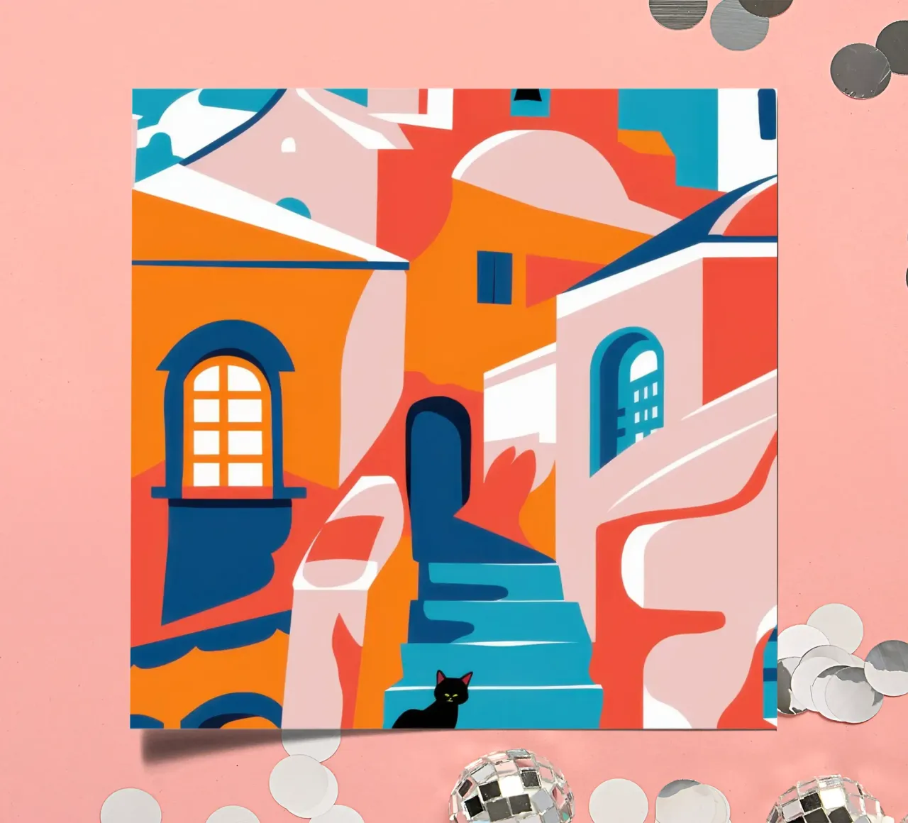 Cubist Hillside Town sticker sheet by Monuments Fire