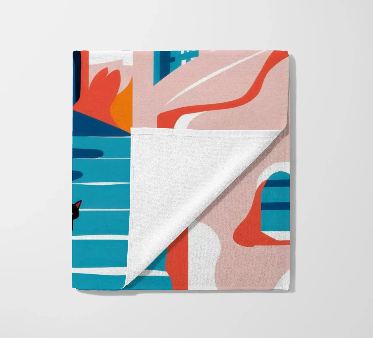 Cubist Hillside Town beach towel by Monuments Fire