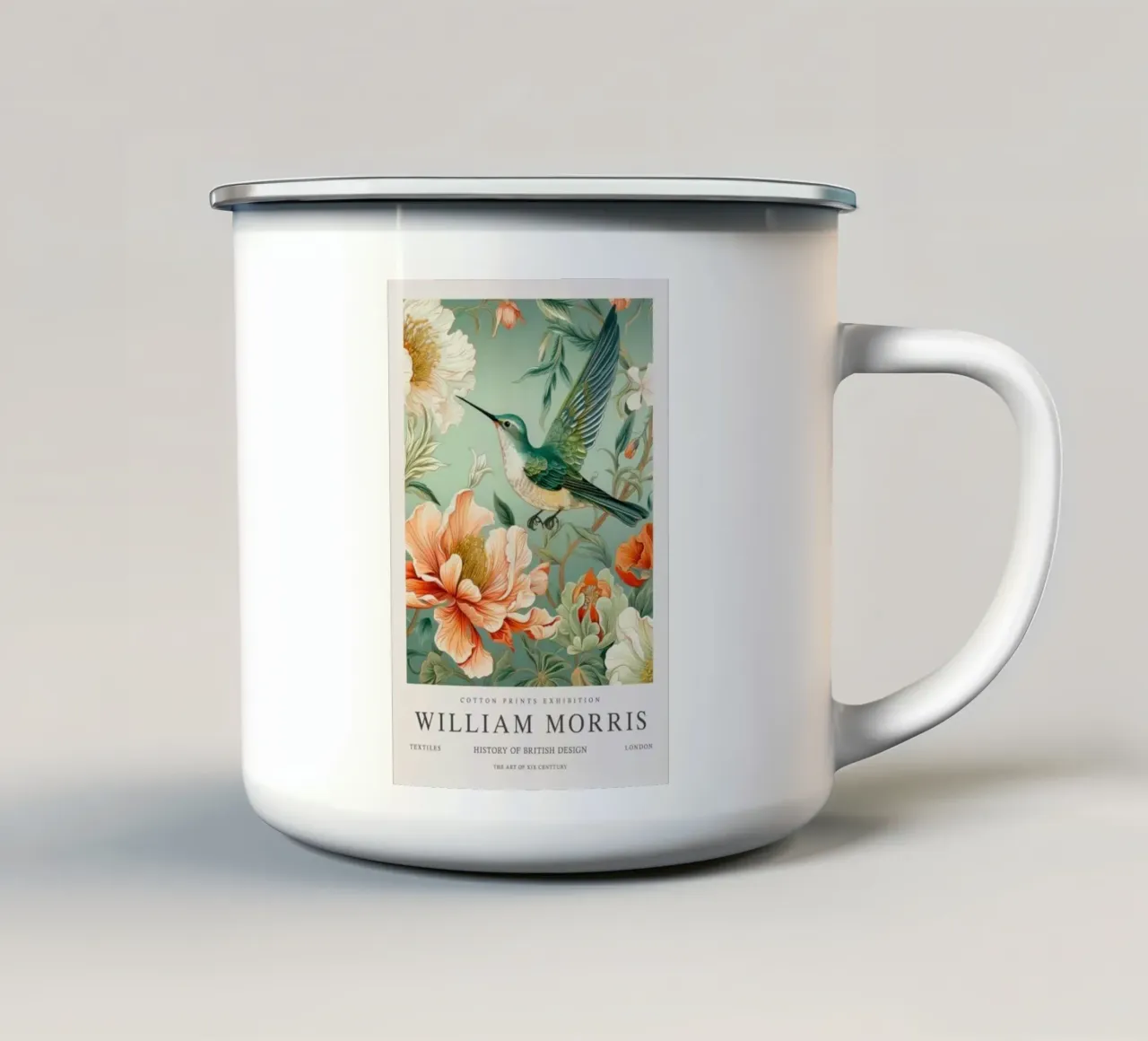 William Morris - Uccello verde tazza in smalto da ART LEGEND ORIGINAL