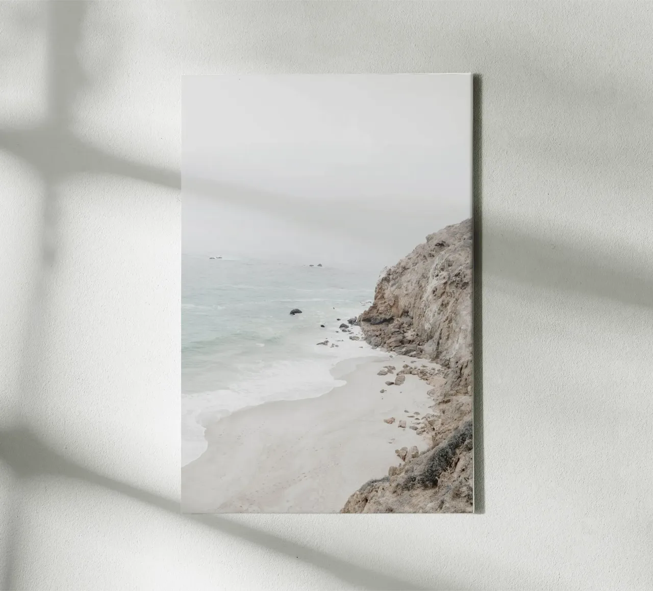 Coastal Cliffs and Beach canvas with Floater frame by Indigo Tides Art