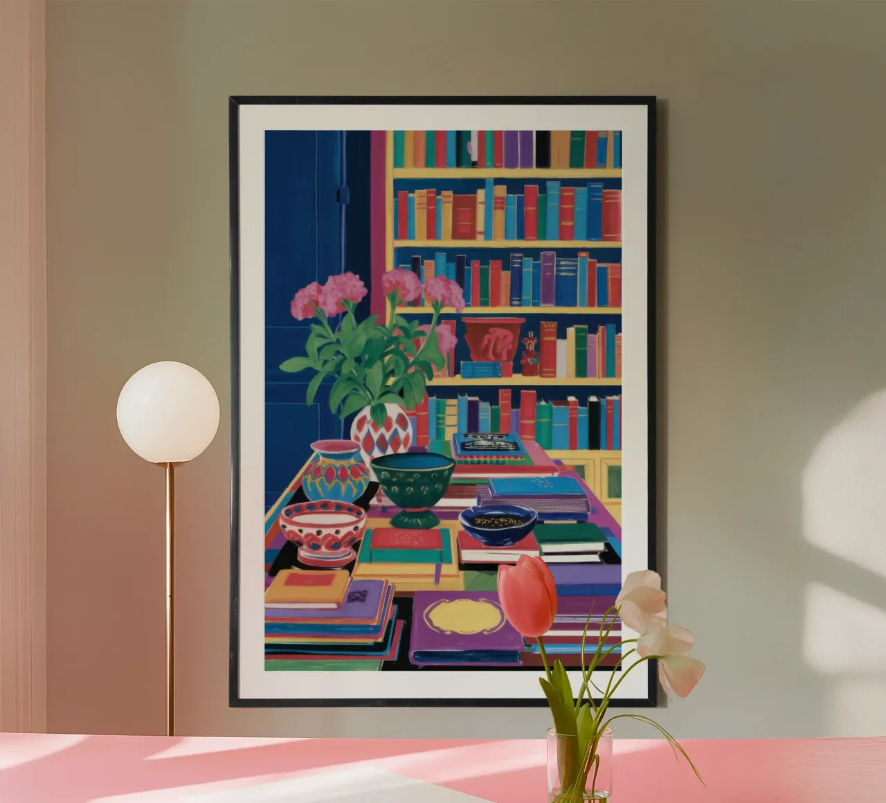 Sala di lettura per bibliofili poster con telaio in legno da Reds Jays