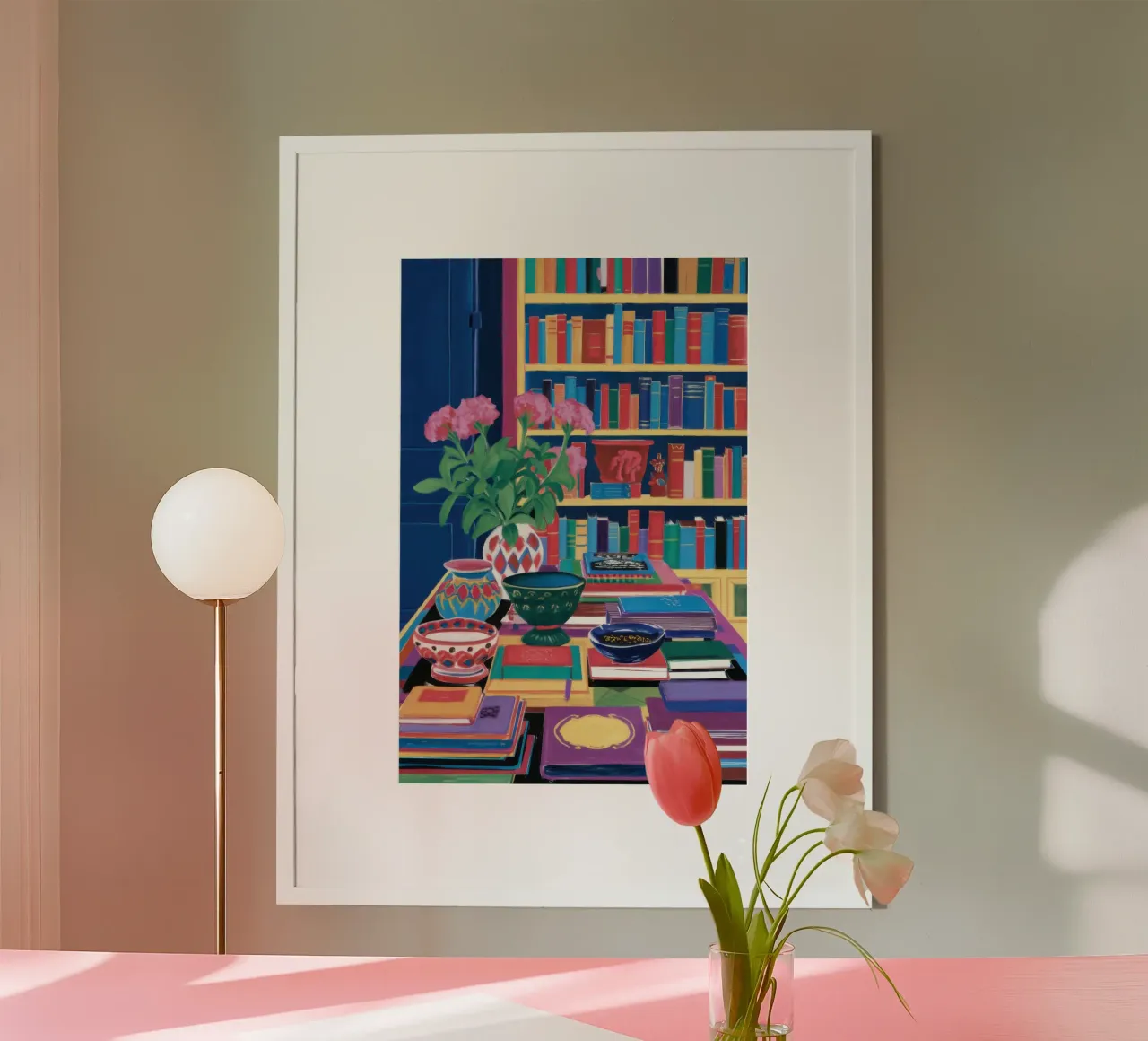 Sala di lettura per bibliofili poster con telaio in legno da Reds Jays