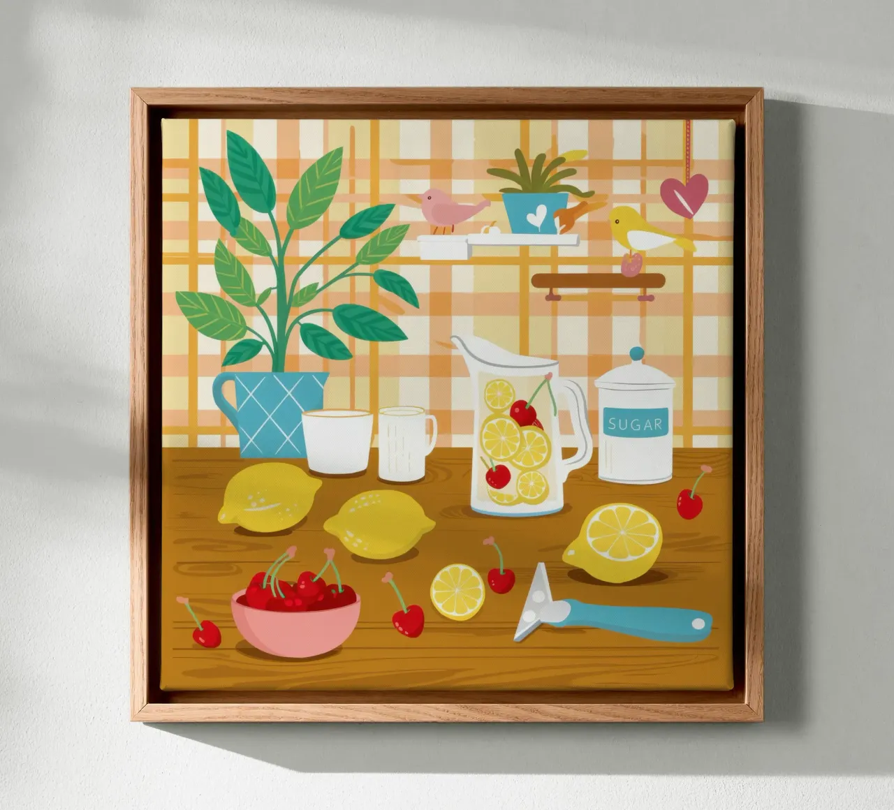 Sunlit Lemon Kitchen Leinwand mit Schattenfugenrahmen von Monuments Fire