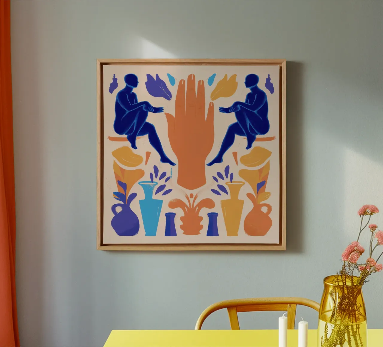 Cerulean Hand Harmony Leinwand mit Schattenfugenrahmen von Reds Jays
