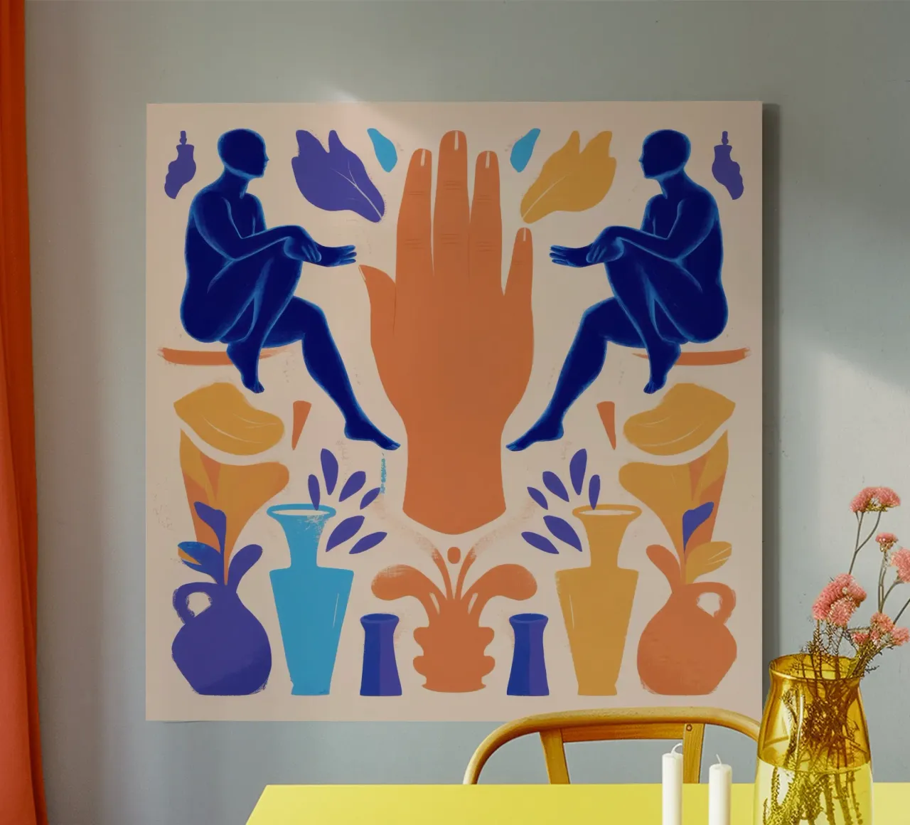 Cerulean Hand Harmony Leinwand mit Schattenfugenrahmen von Reds Jays