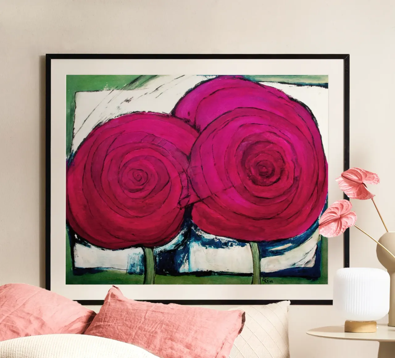 Due rose in rosa carta hahnemühle da Anita Gewald