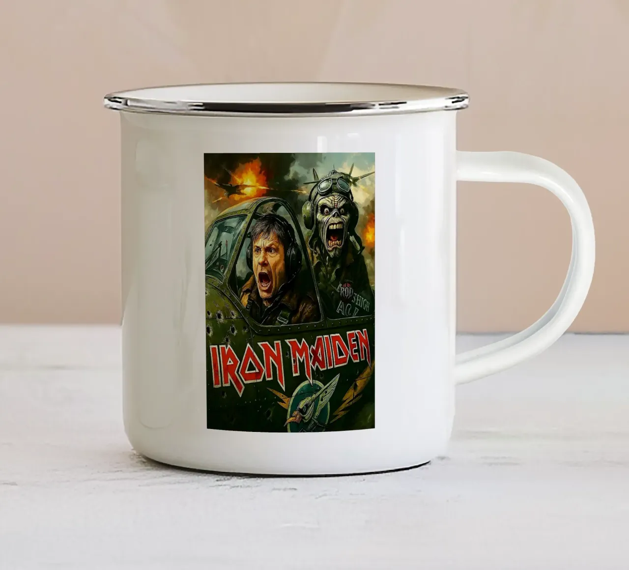 band degli iron maiden tazza in smalto da vanhesling