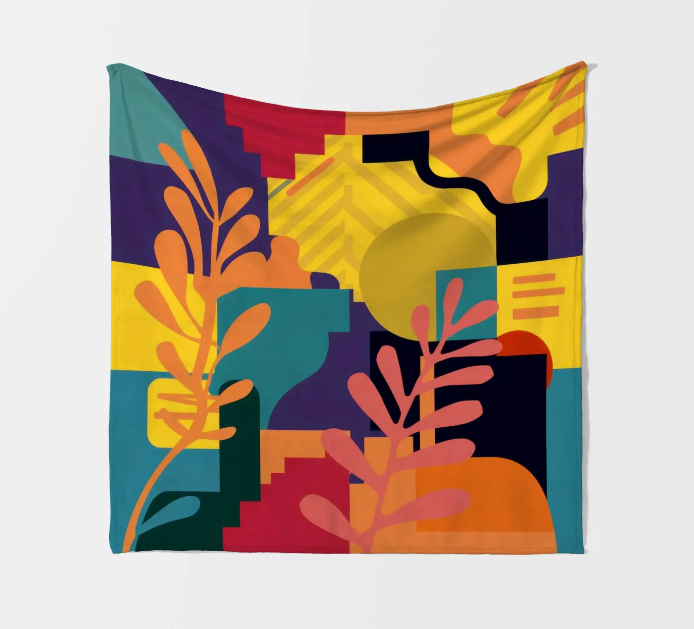 Primary Leaf Structure fleece blanket by Reds Jays