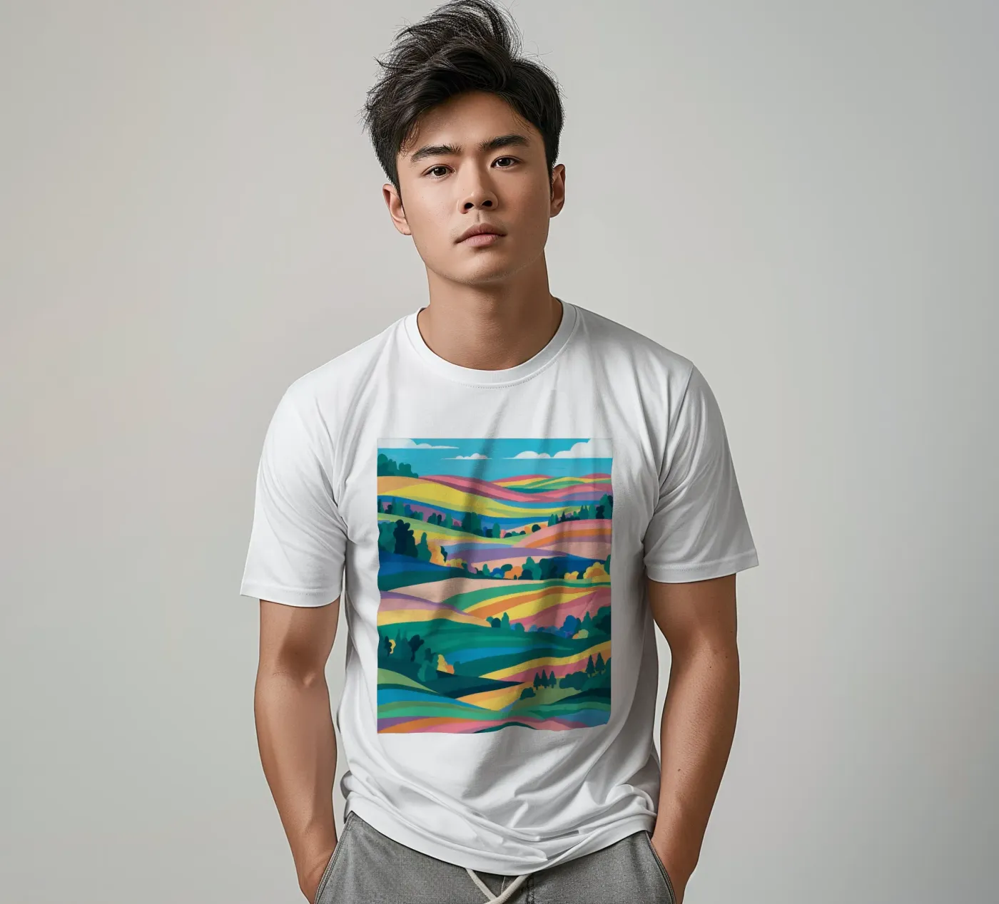 Prismatische patchworkvelden t-shirt van Reds Jays