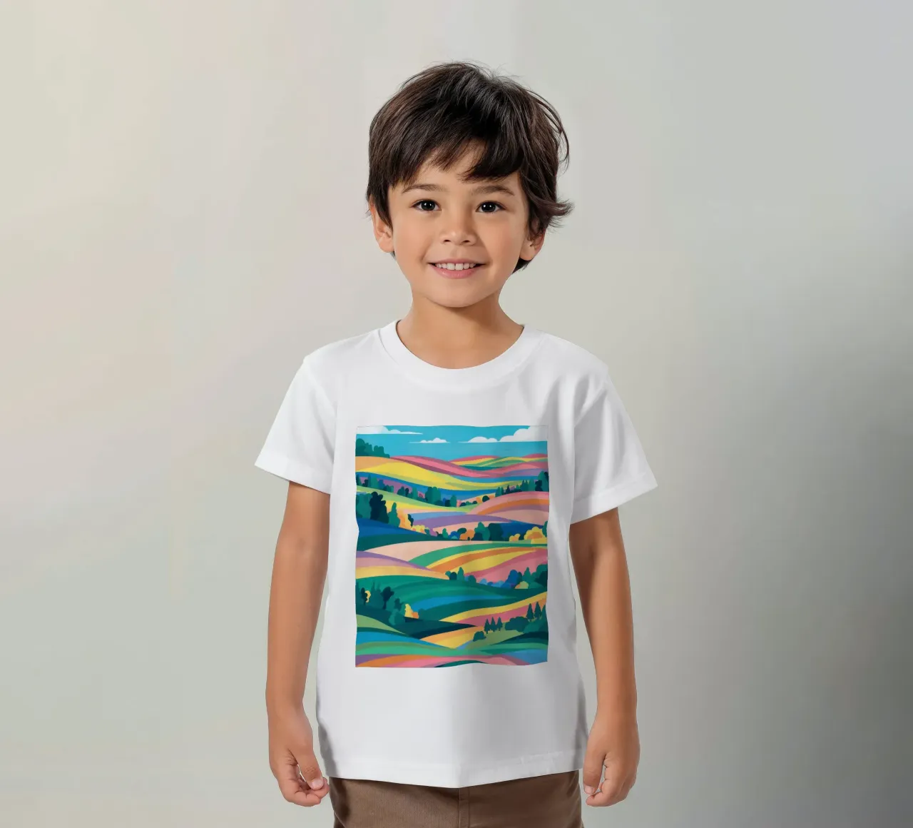 Prismatic Patchwork Fields kids t-shirt by Reds Jays