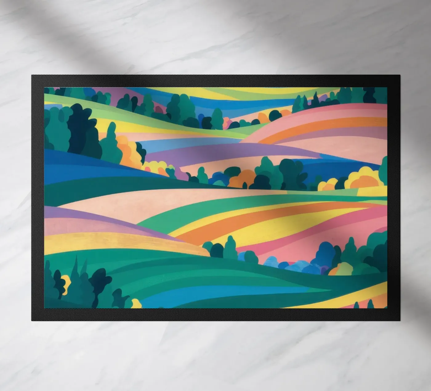 Prismatische Patchwork-Felder Fußmatte von Reds Jays