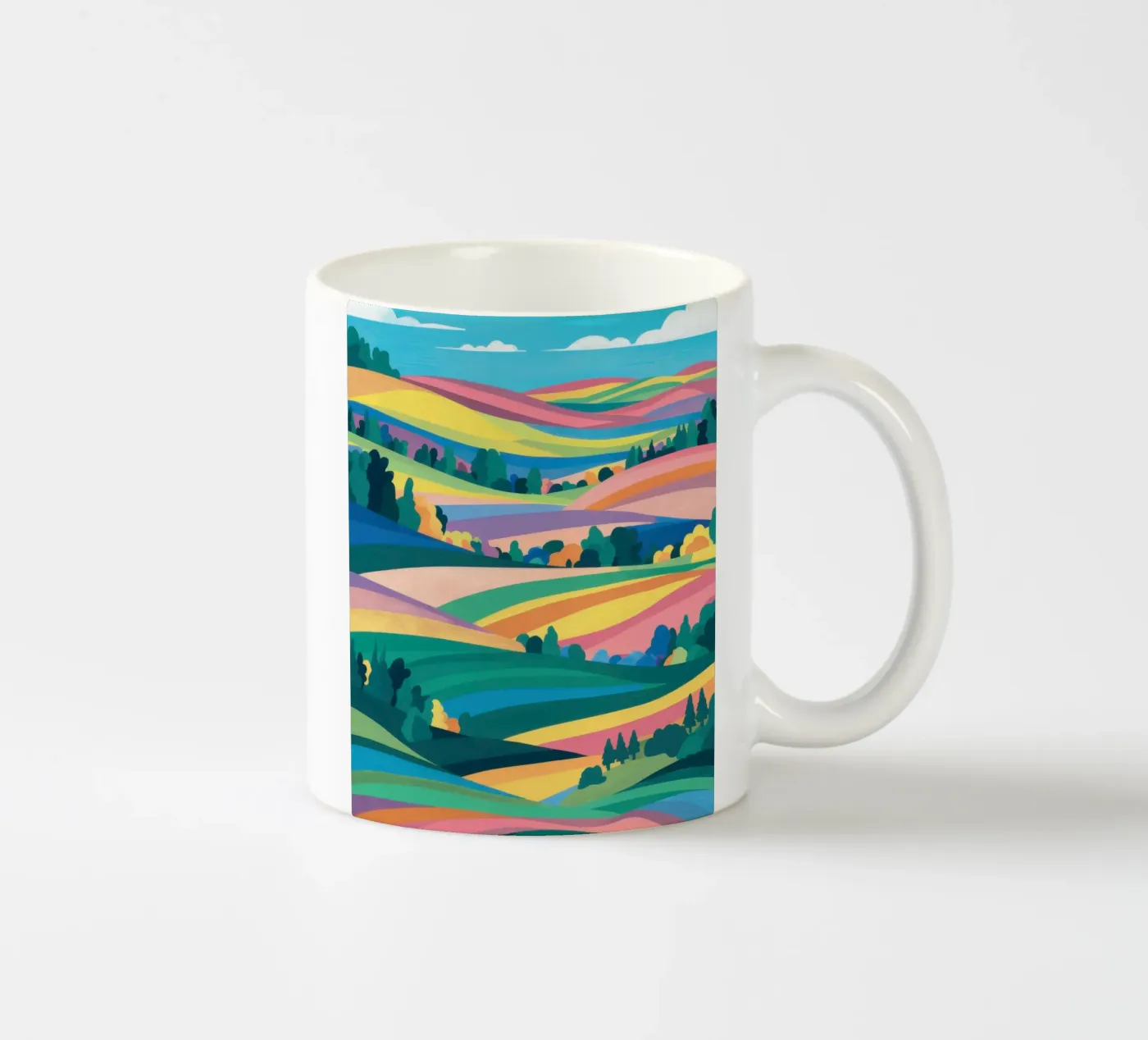 Prismatic Patchwork Fields ceramic mug by Reds Jays