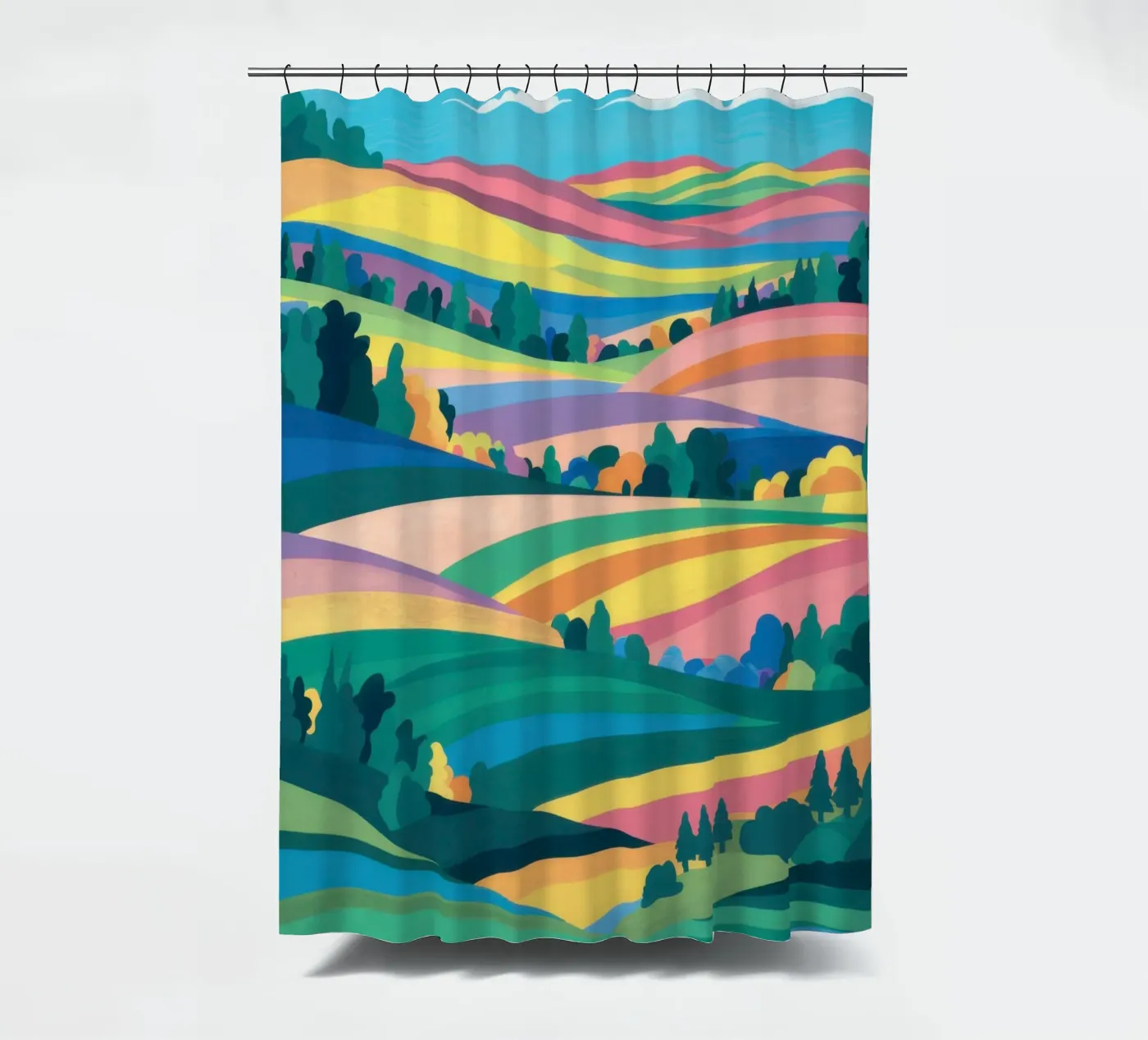 Prismatische Patchwork-Felder Duschvorhang von Reds Jays
