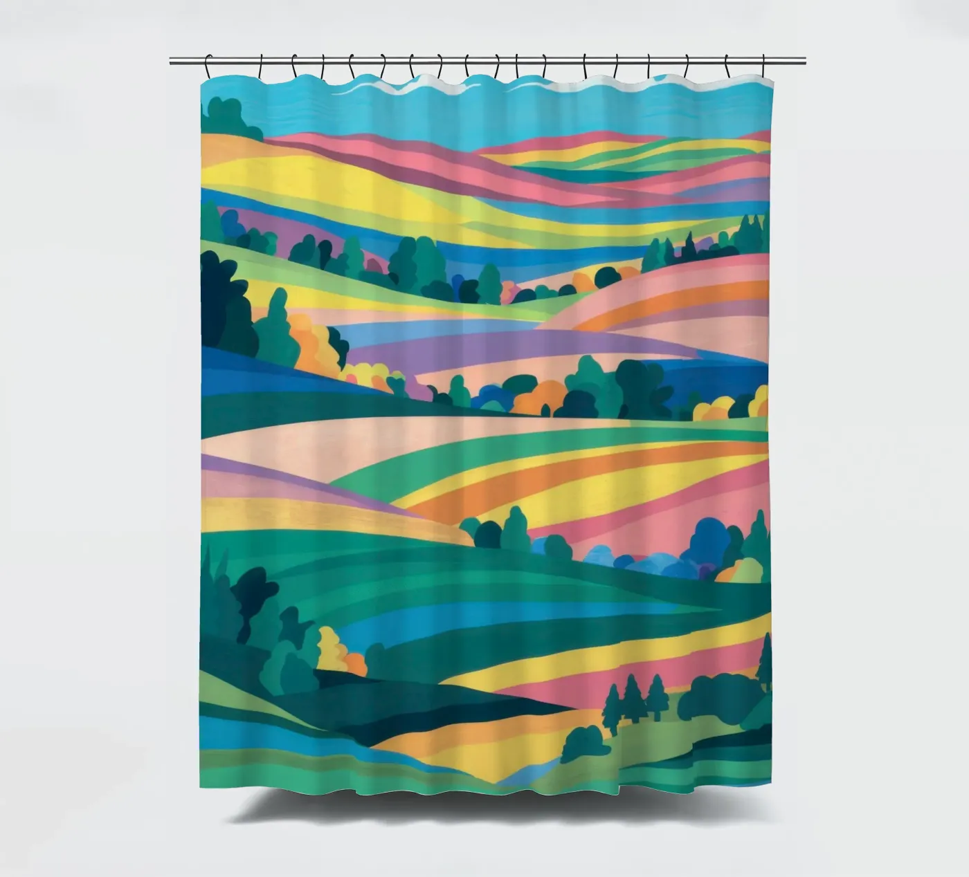 Prismatische Patchwork-Felder Duschvorhang von Reds Jays