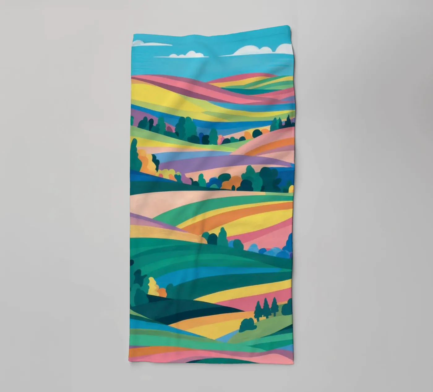 Prismatische patchworkvelden badhanddoek van Reds Jays