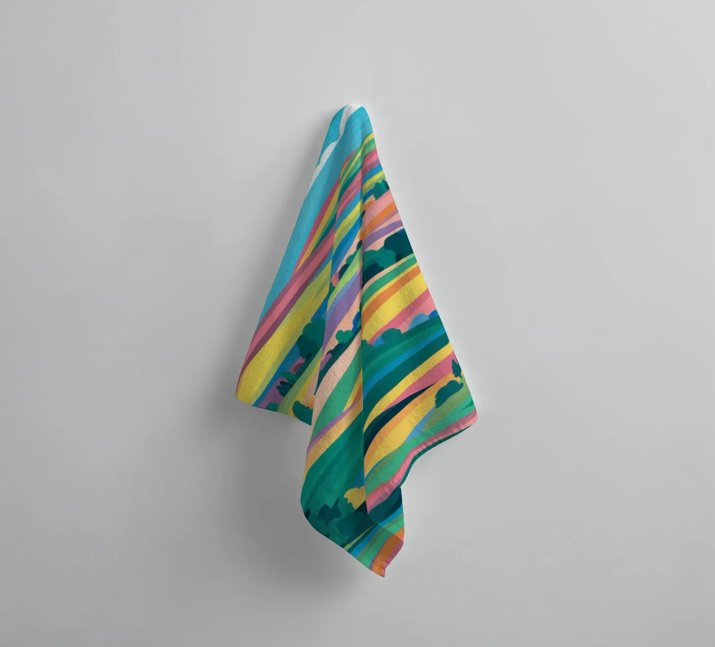 Prismatische patchworkvelden badhanddoek van Reds Jays