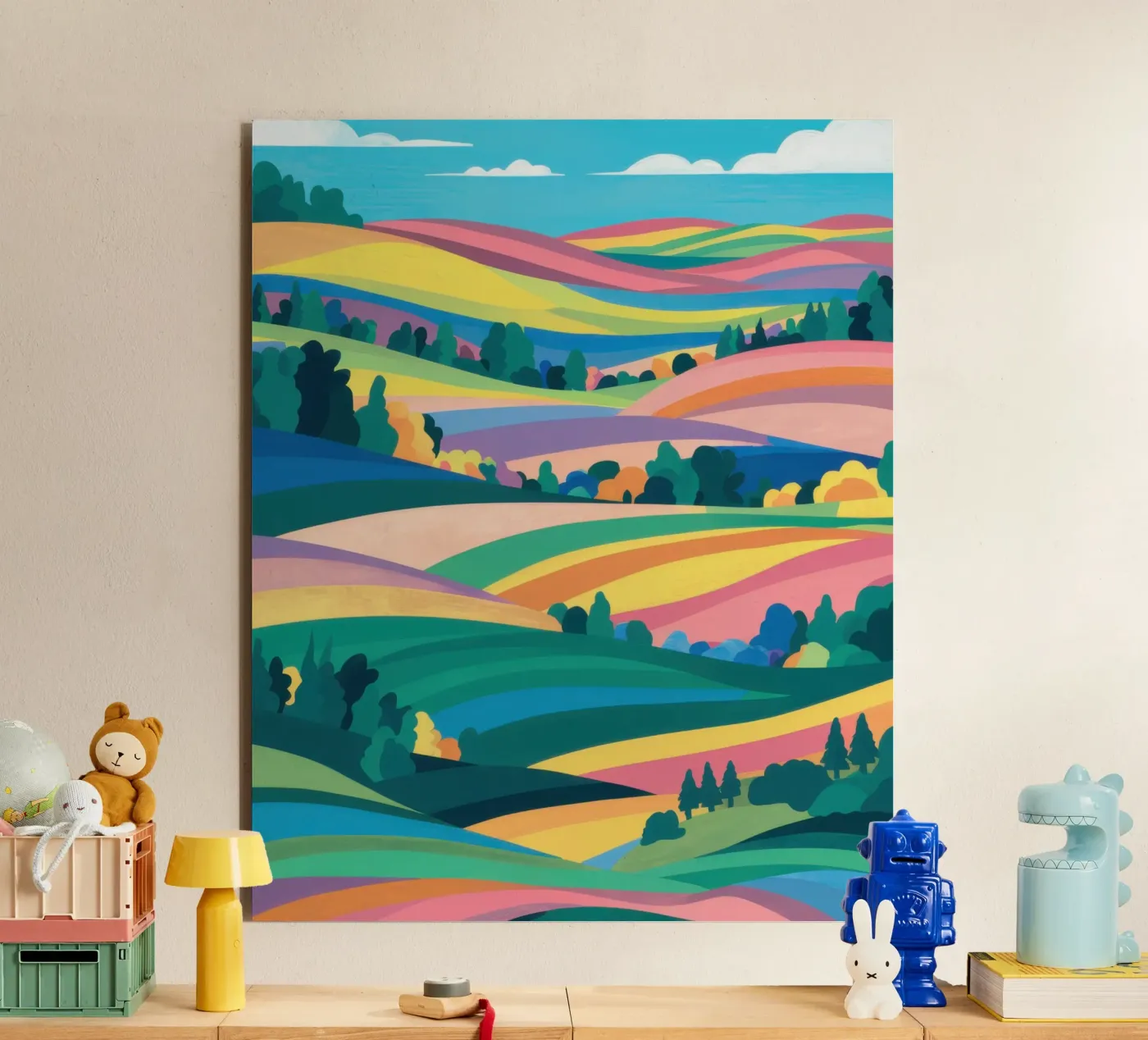 Prismatic Patchwork Fields panneau forex de Reds Jays