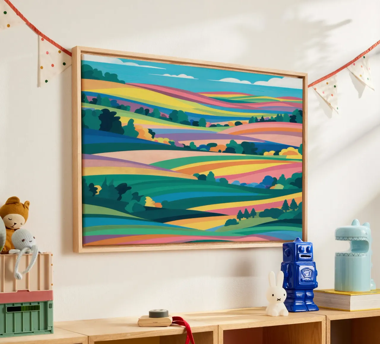 Prismatic Patchwork Fields canvas by Reds Jays