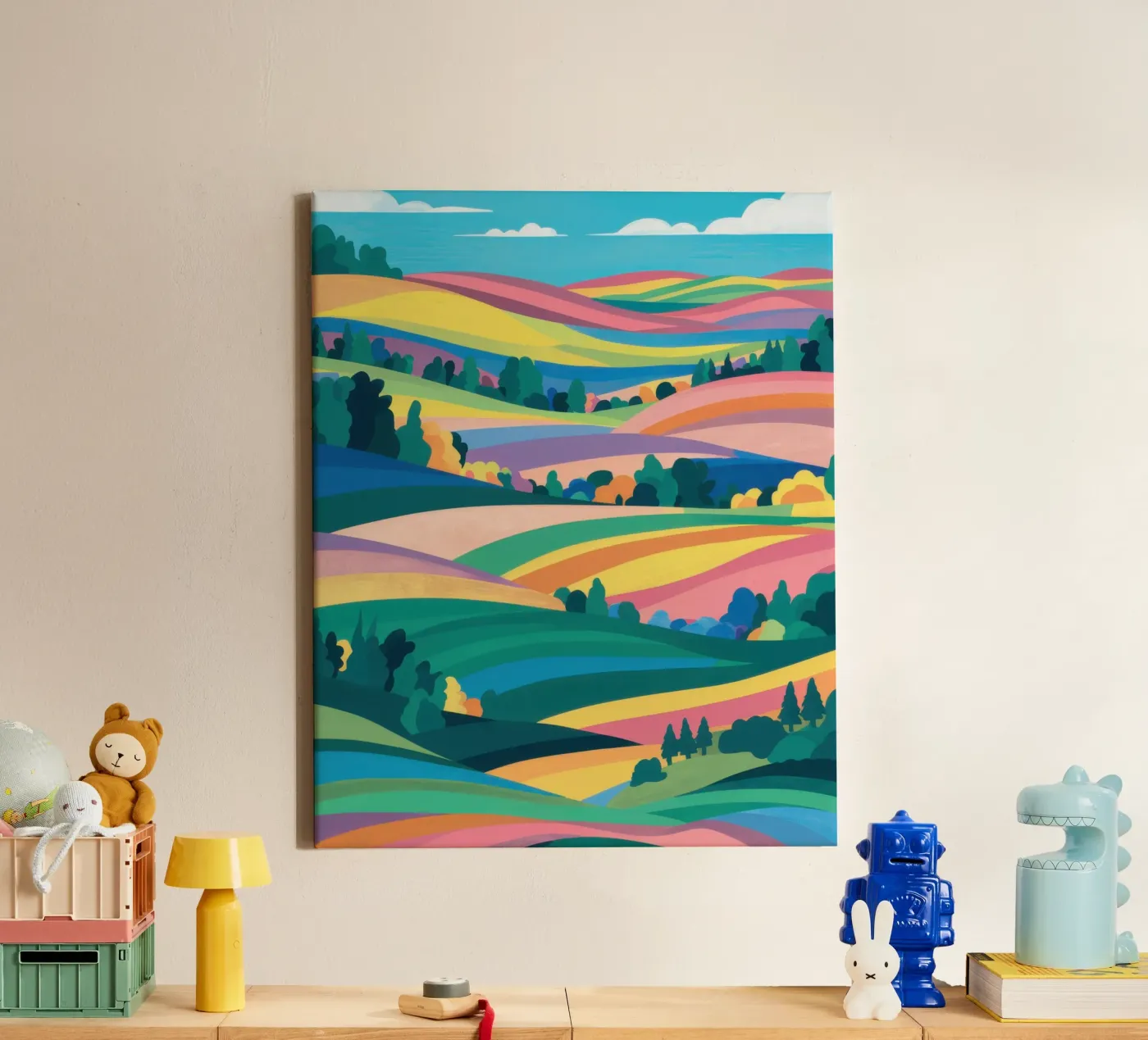 Prismatic Patchwork Fields canvas van Reds Jays