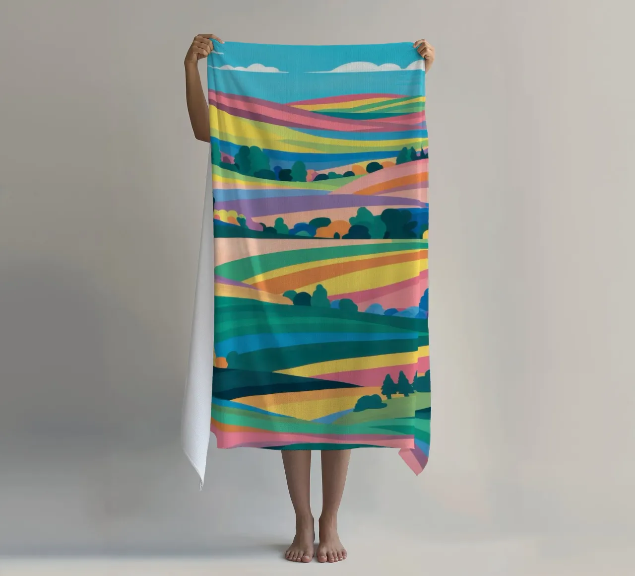 Prismatic Patchwork Fields beach towel by Reds Jays