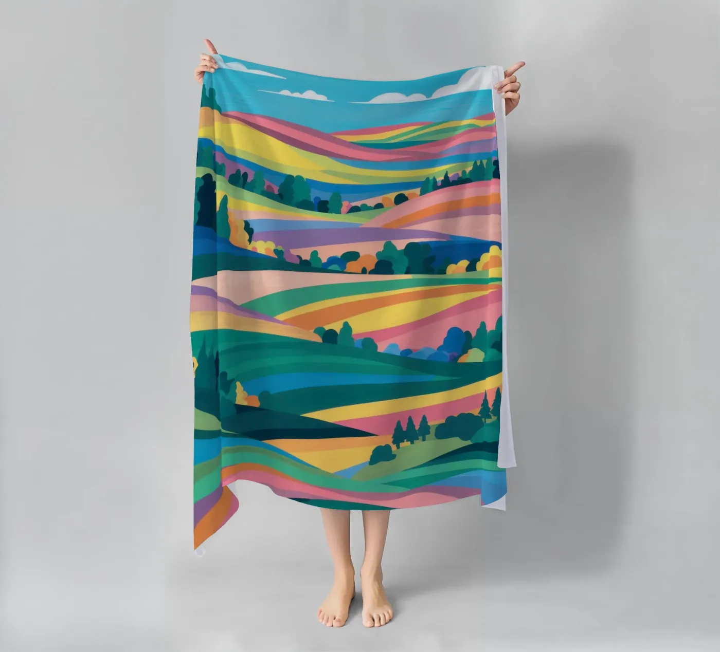 Prismatic Patchwork Fields beach towel by Reds Jays