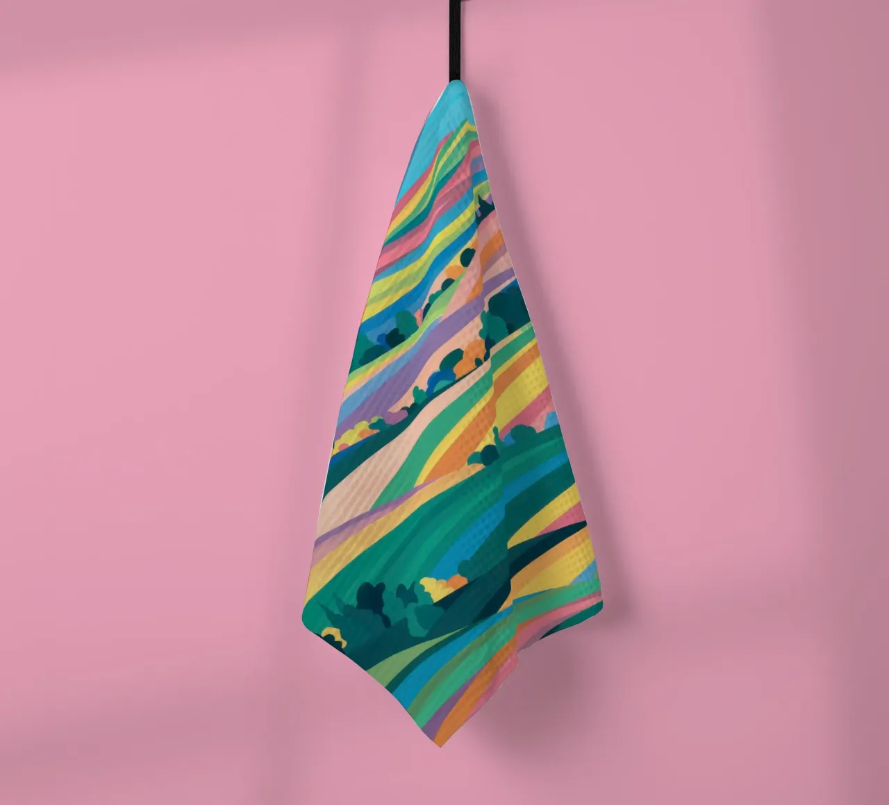 Prismatic Patchwork Fields tea towel by Reds Jays