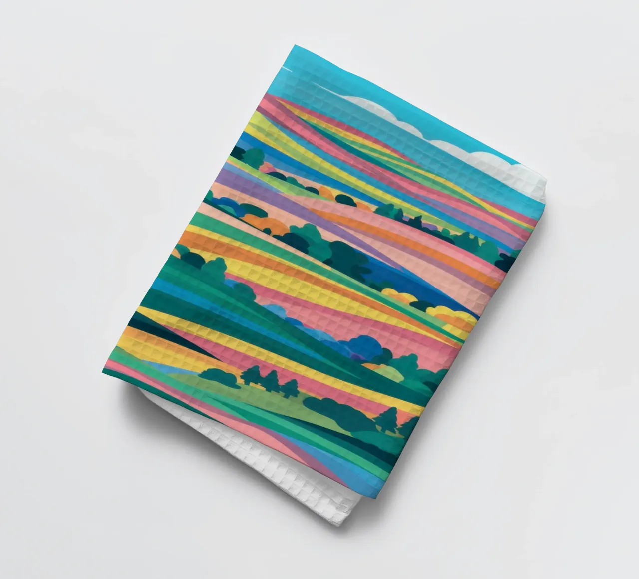 Prismatic Patchwork Fields tea towel by Reds Jays