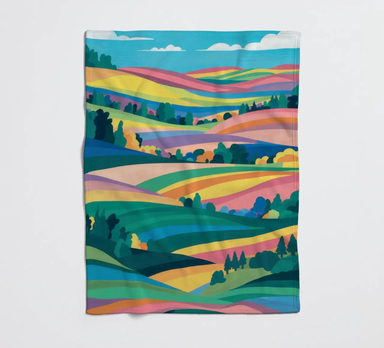 Prismatic Patchwork Fields fleece blanket by Reds Jays