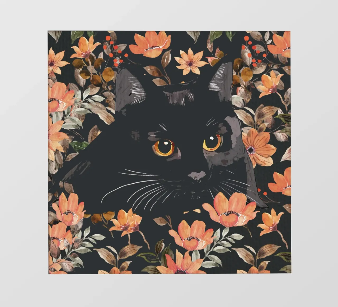 Gatto nero floreale telo in pvc da ThingDesign