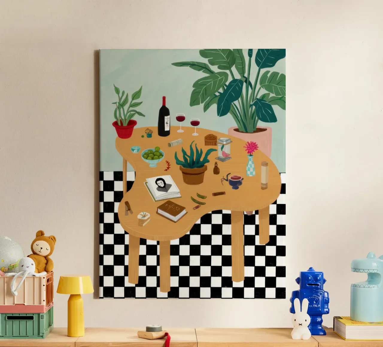 Checkered Alfresco Feast canvas by Monuments Fire